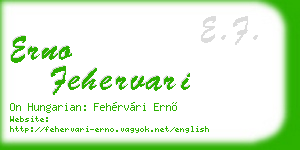 erno fehervari business card